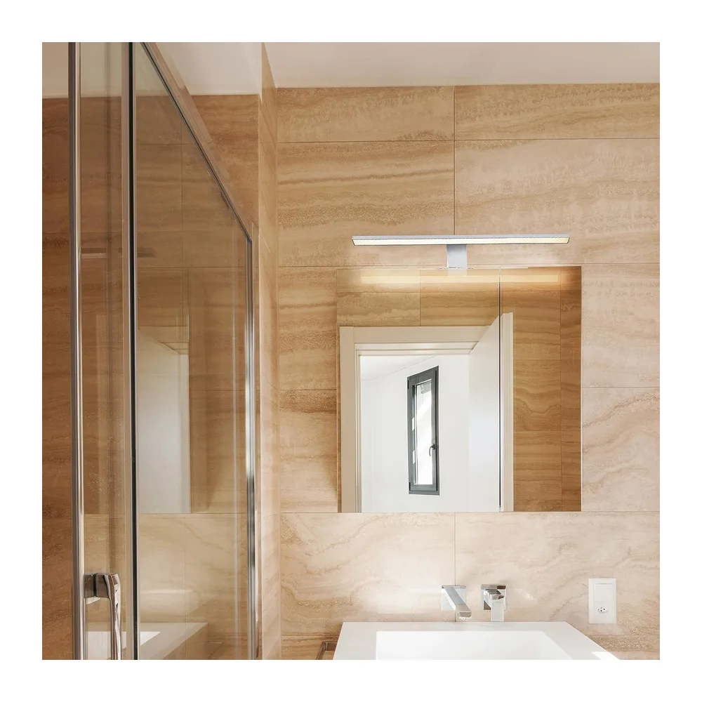 B.K.Licht lampe miroir LED, lampe armoire, applique salle de bain, lumière blanche neutre 4000 Kelvin, 8W, 780lm, IP44, largeur 600 mm, chrome